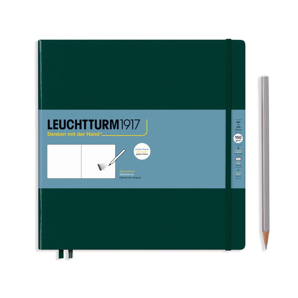Leuchtturm1917 Sketchbook Hardcover, Plain, 112 Pages (Forest Green) - 225x225mm, 4004117648410