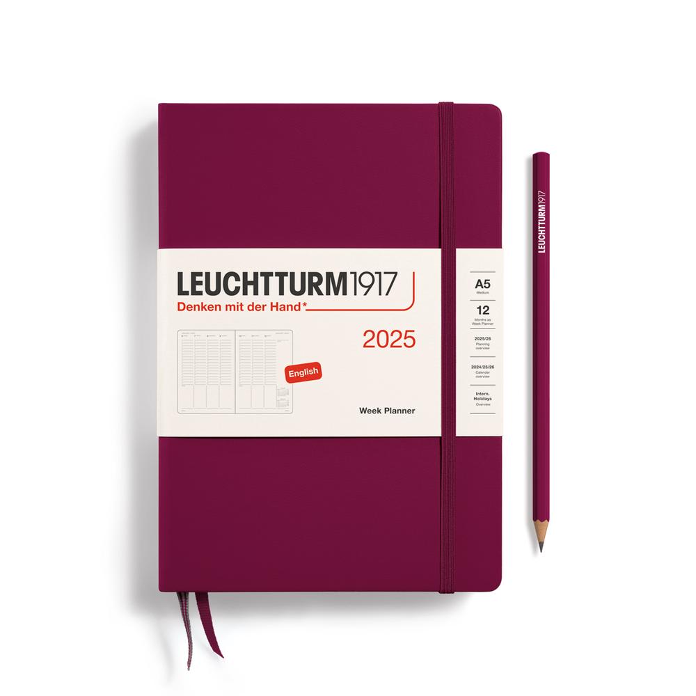 Week Planner 2025, Hardcover (Port Red), 4004117652370