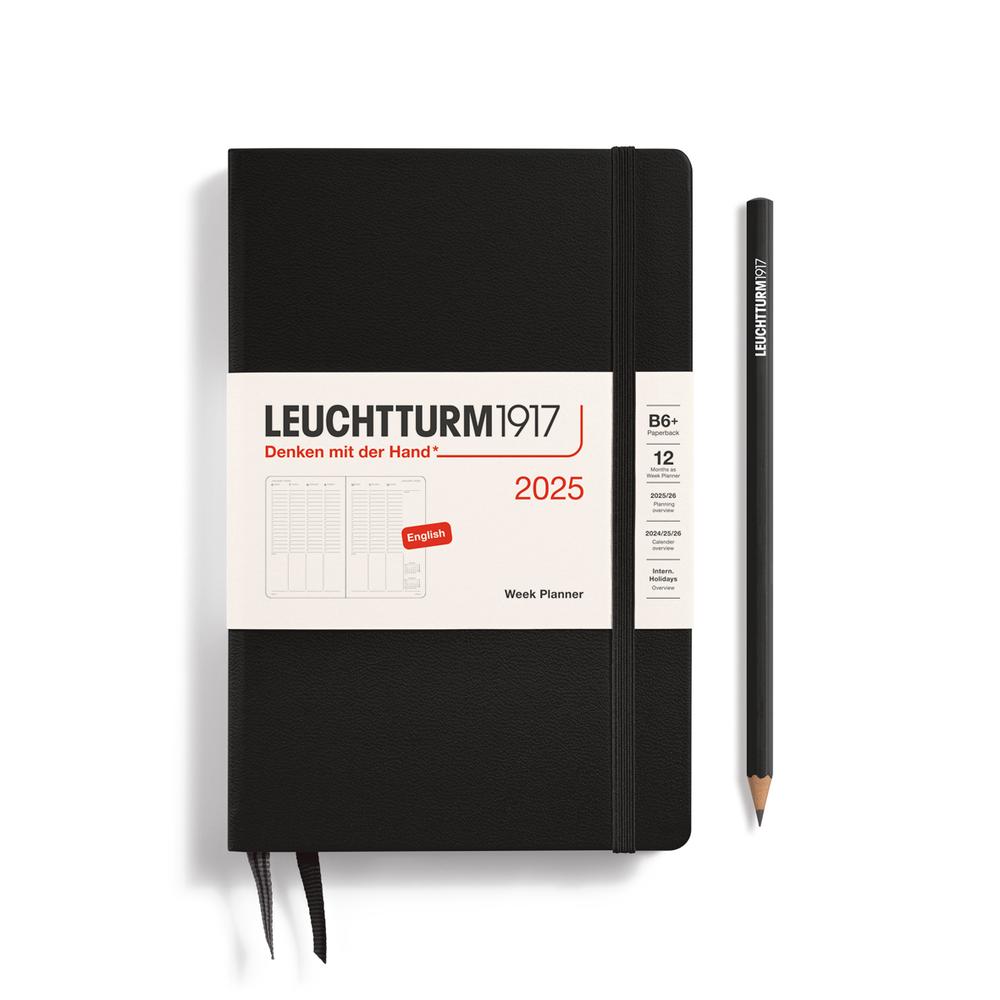 Week Planner 2025, Paperback Hardcover (Black), 4004117653605