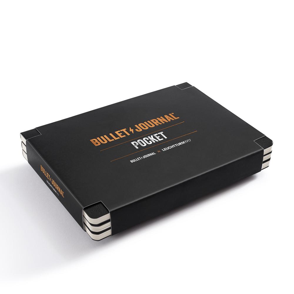 Bullet Journal Pocket, 46 Numbered Double Pages, Dotted, Pack of 3 (Black), 4004117654503