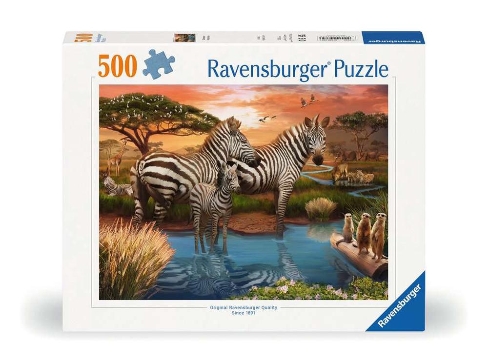 Ravensburger Zebras at Waterhole Puzzle, 500pc, 4005555003656