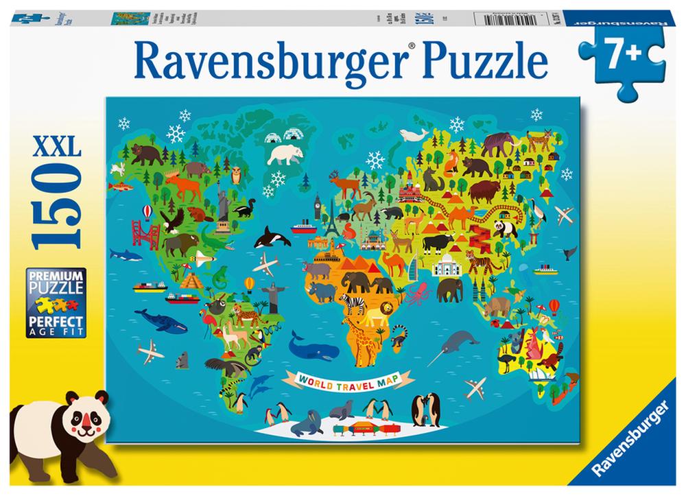 Ravensburger Animal World Map Jigsaw Puzzle, 150 Piece, 4005556132874