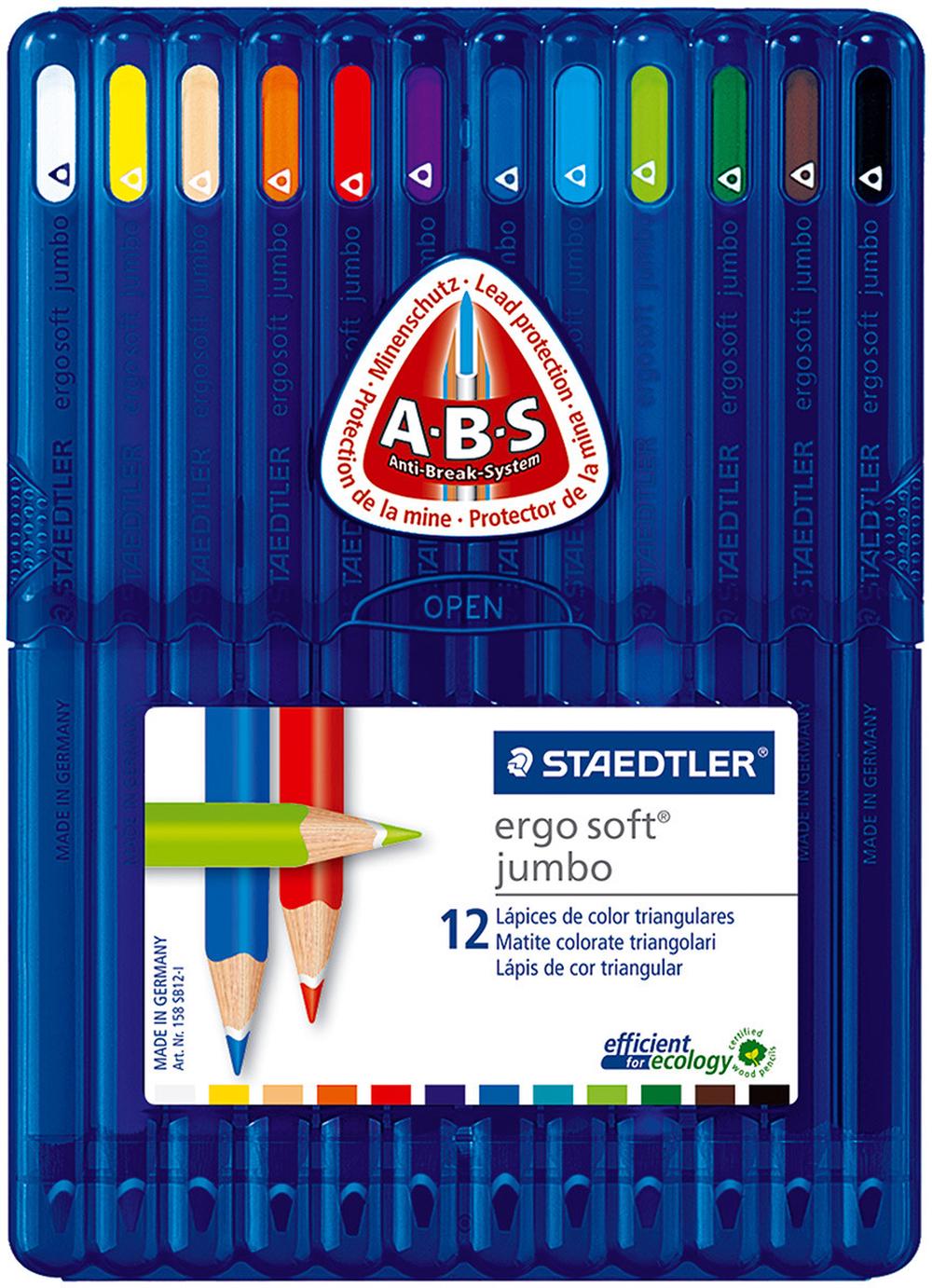 Staedtler Ergosoft Jumbo Coloured Pencils, Pack of 12 (Assorted Colours), 4007817158081