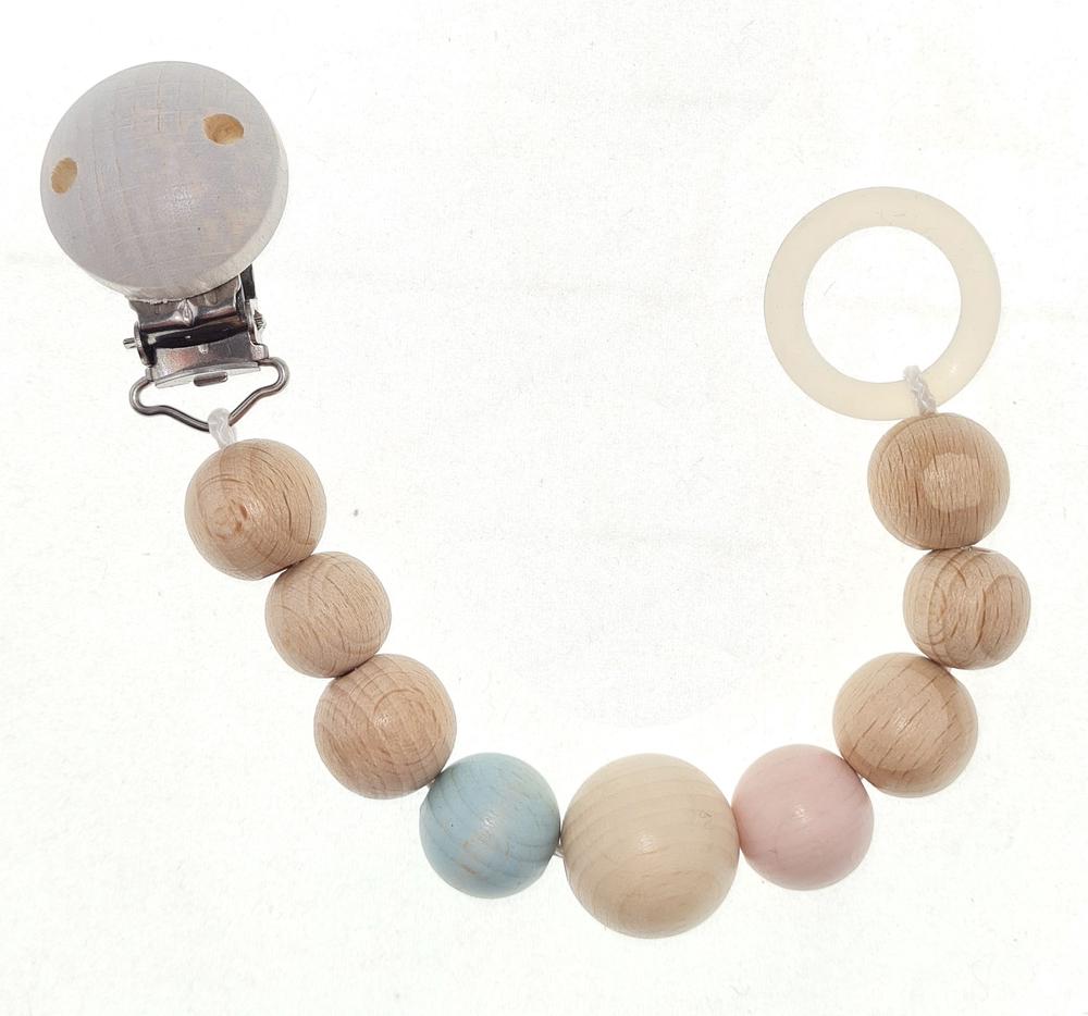 Pacifier Chain (Natural Pink/Blue), 4016977137249