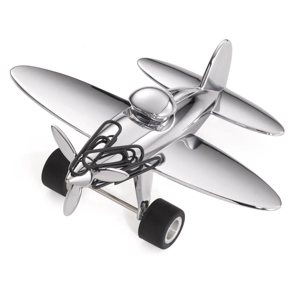 Troika Paper Clip Holder & Paper Weight Plane (Silver), 4024023070389