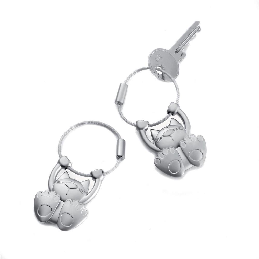 Keyring Exercising Cat (Silver), 4024023117442