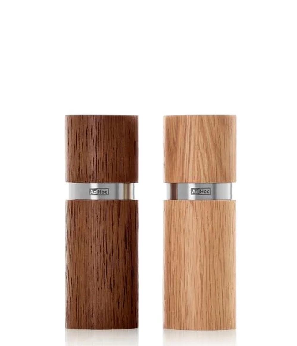 AdHoc Textura Pepper and Salt Mill Set (Dark and Light Oak) - 15cm, 4037571392681