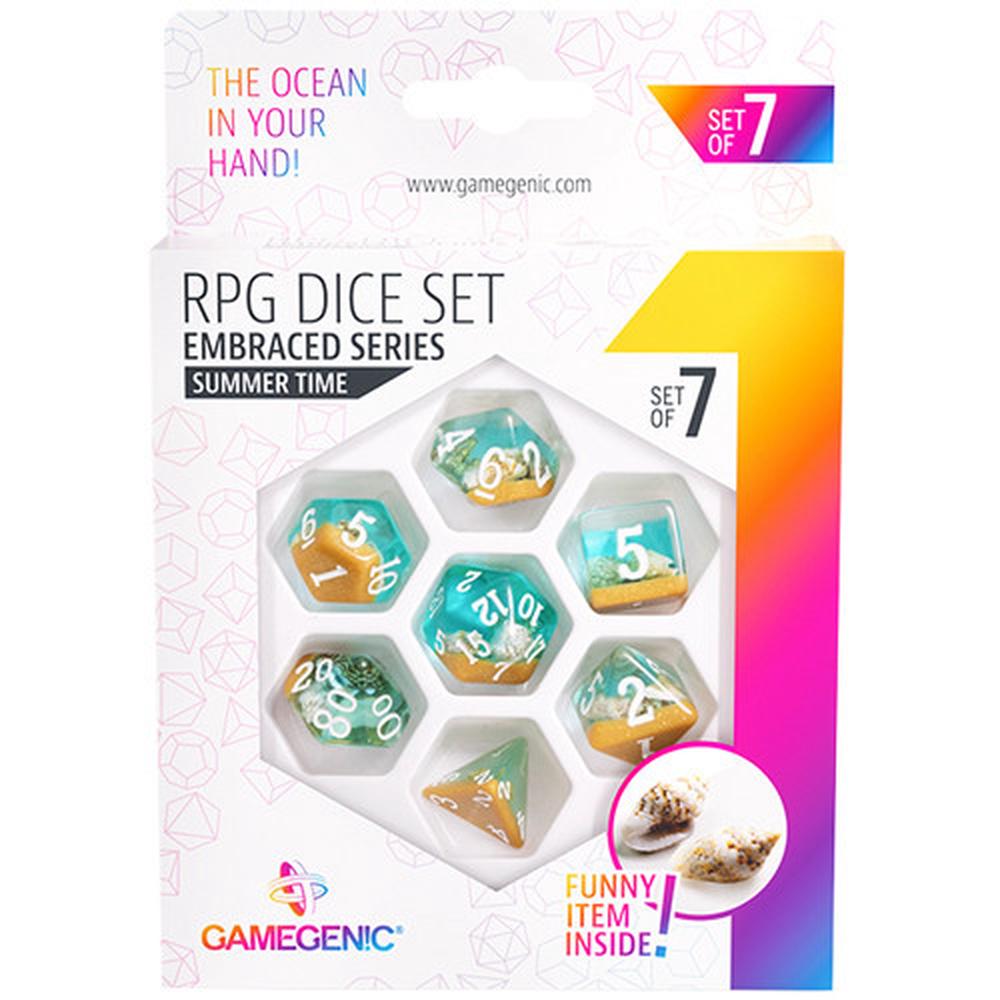 Asmodee Gamegenic Embraced Series - Summer Time - RPG Dice Set, 7 Pieces, 4251715404836