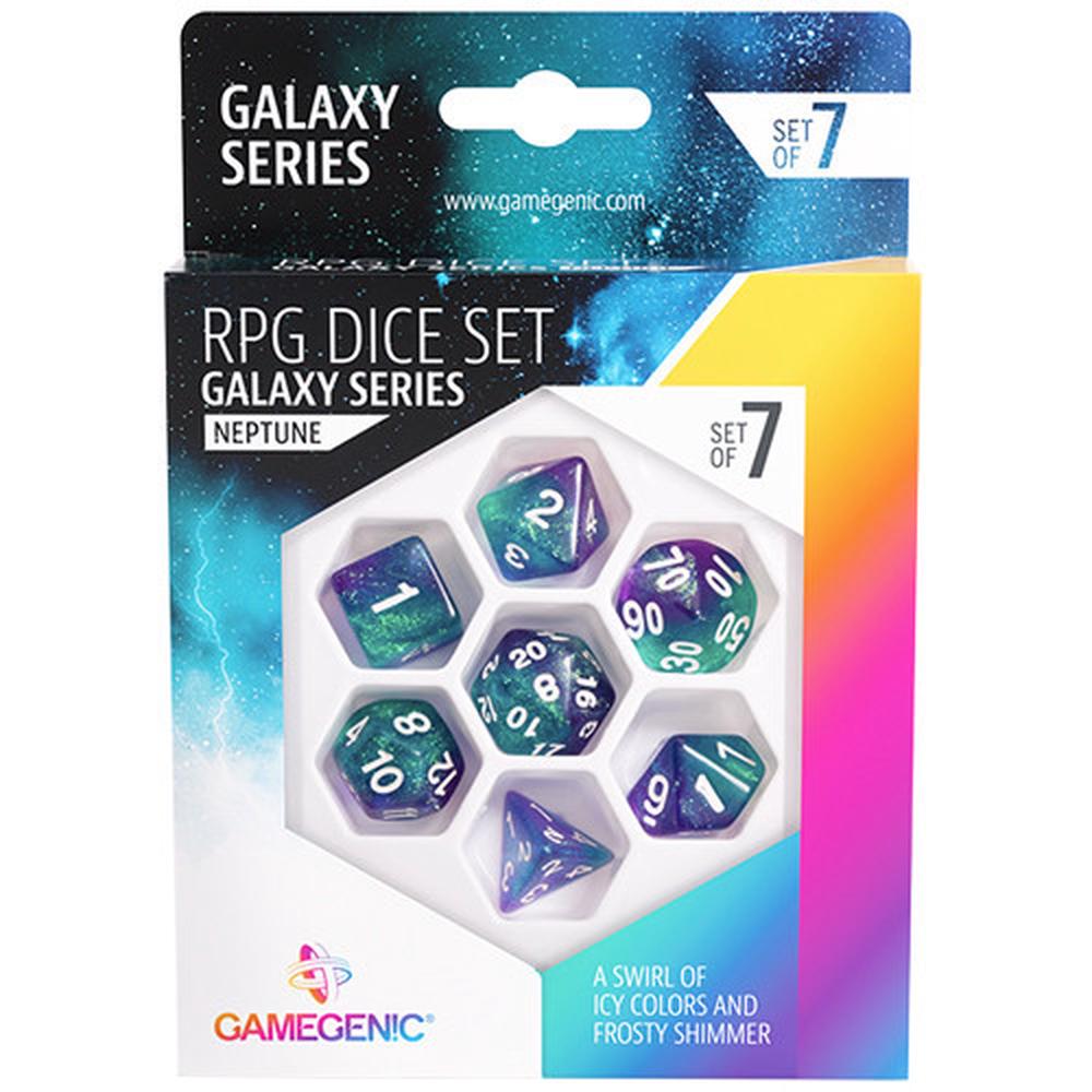 Asmodee Gamegenic Galaxy Series RPG Dice Set (Neptune), 7 Pieces, 4251715405055