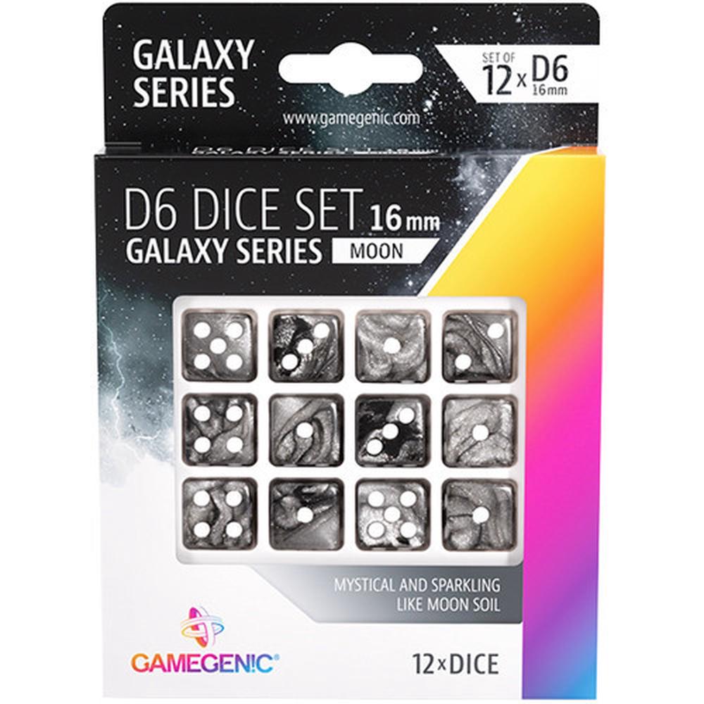 Asmodee Gamegenic Galaxy Series - Moon - D6 Dice Set 16 mm, 12 Pieces, 4251715405178