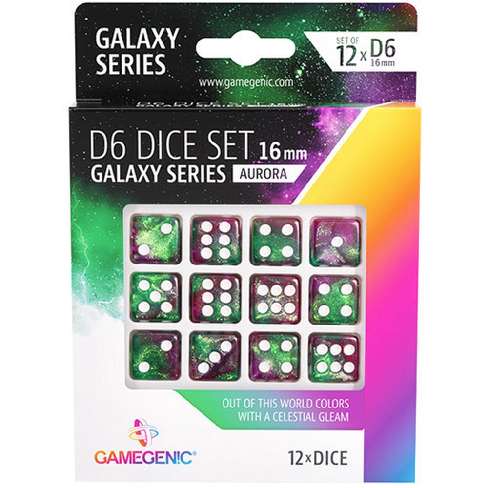 Asmodee Gamegenic Galaxy Series - Aurora - D6 Dice Set 16mm, 12 Pieces, 4251715405215