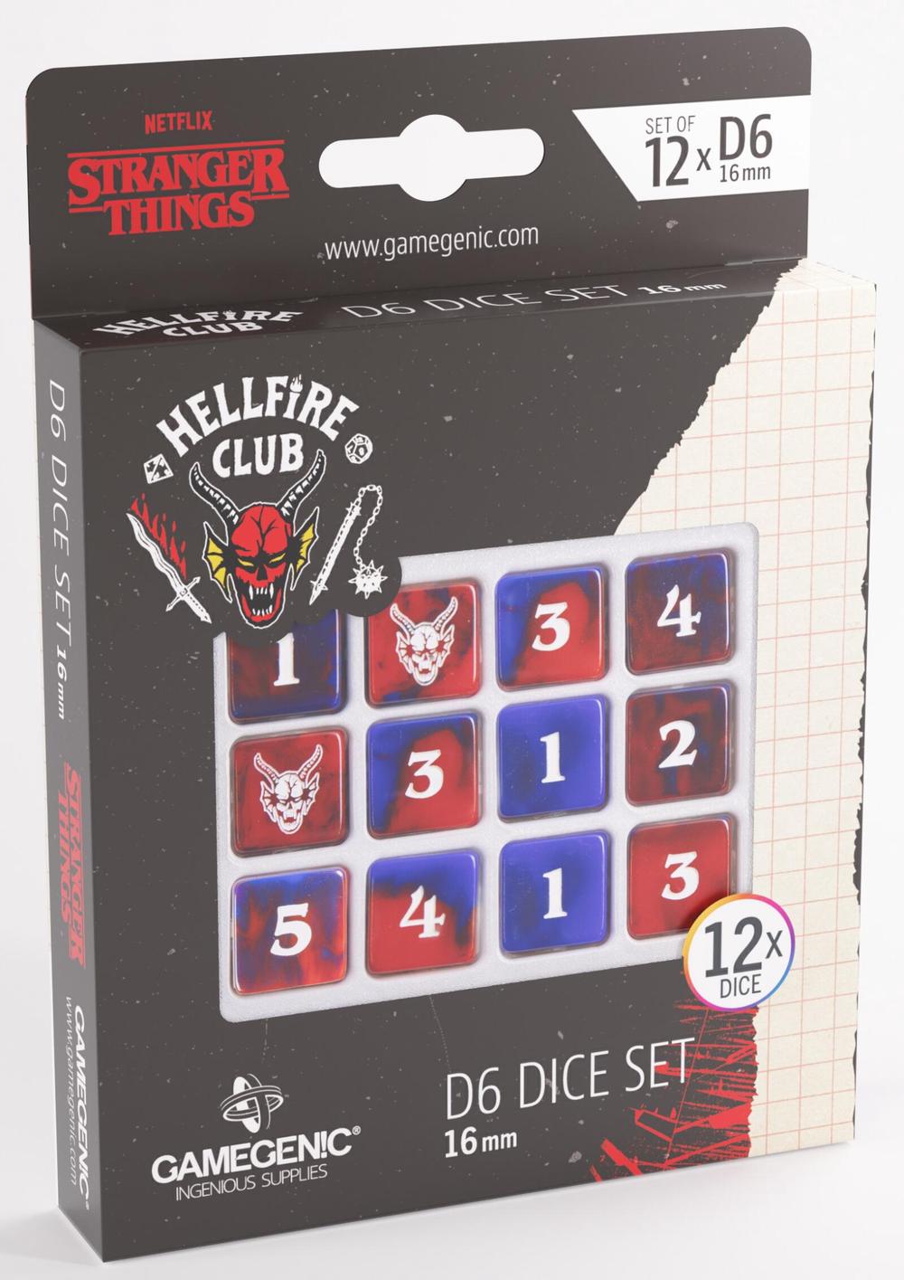 Gamegenic Stranger Things - Hellfire Club D6 Dice Set (12x) - 16mm, 4251715405390