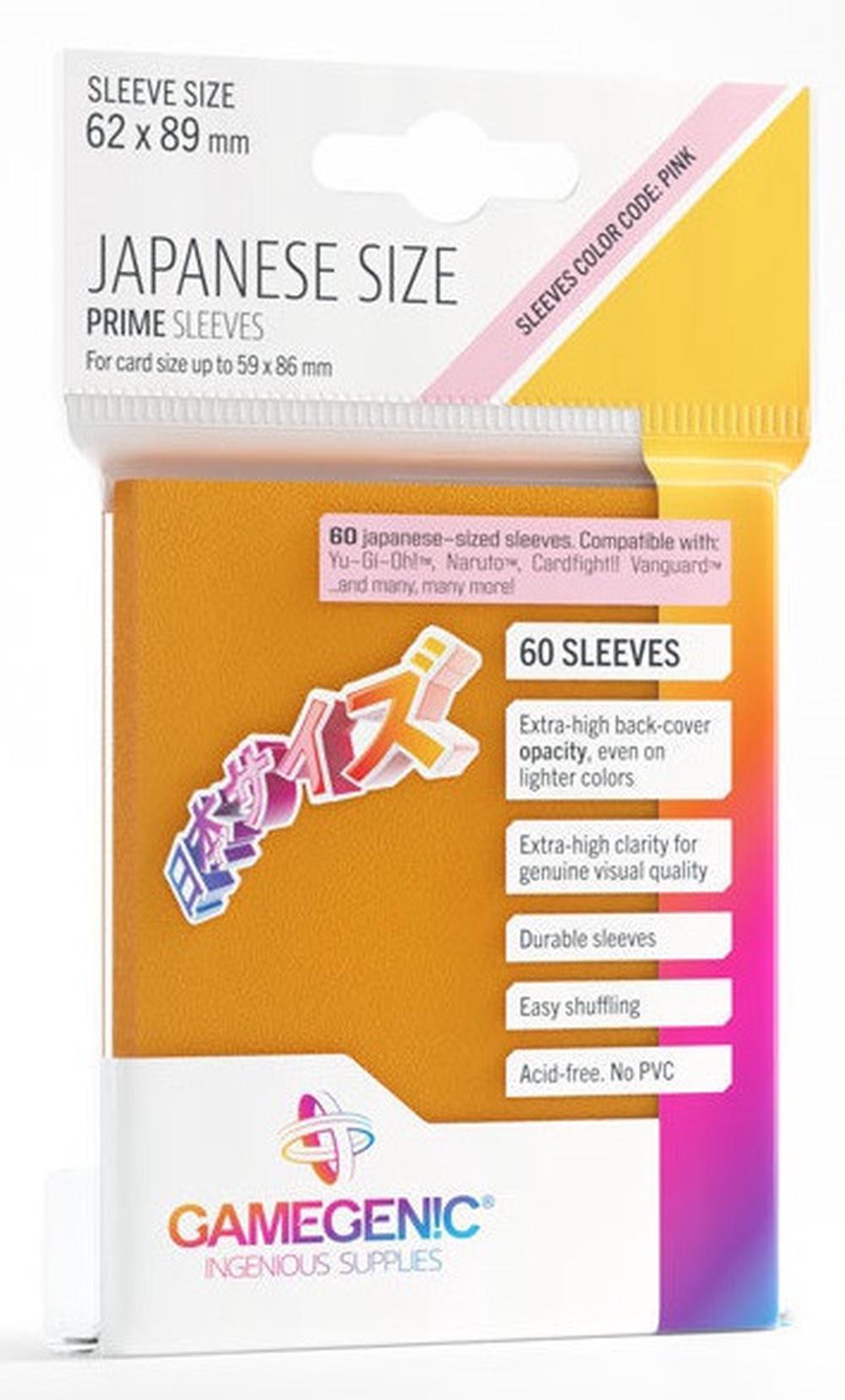Gamegenic Prime Japanese Sized Sleeves - Size Code PINK, 60 Sleeves (Orange) - 62 x 89mm by Gamegenic - ISBN: 4251715411599