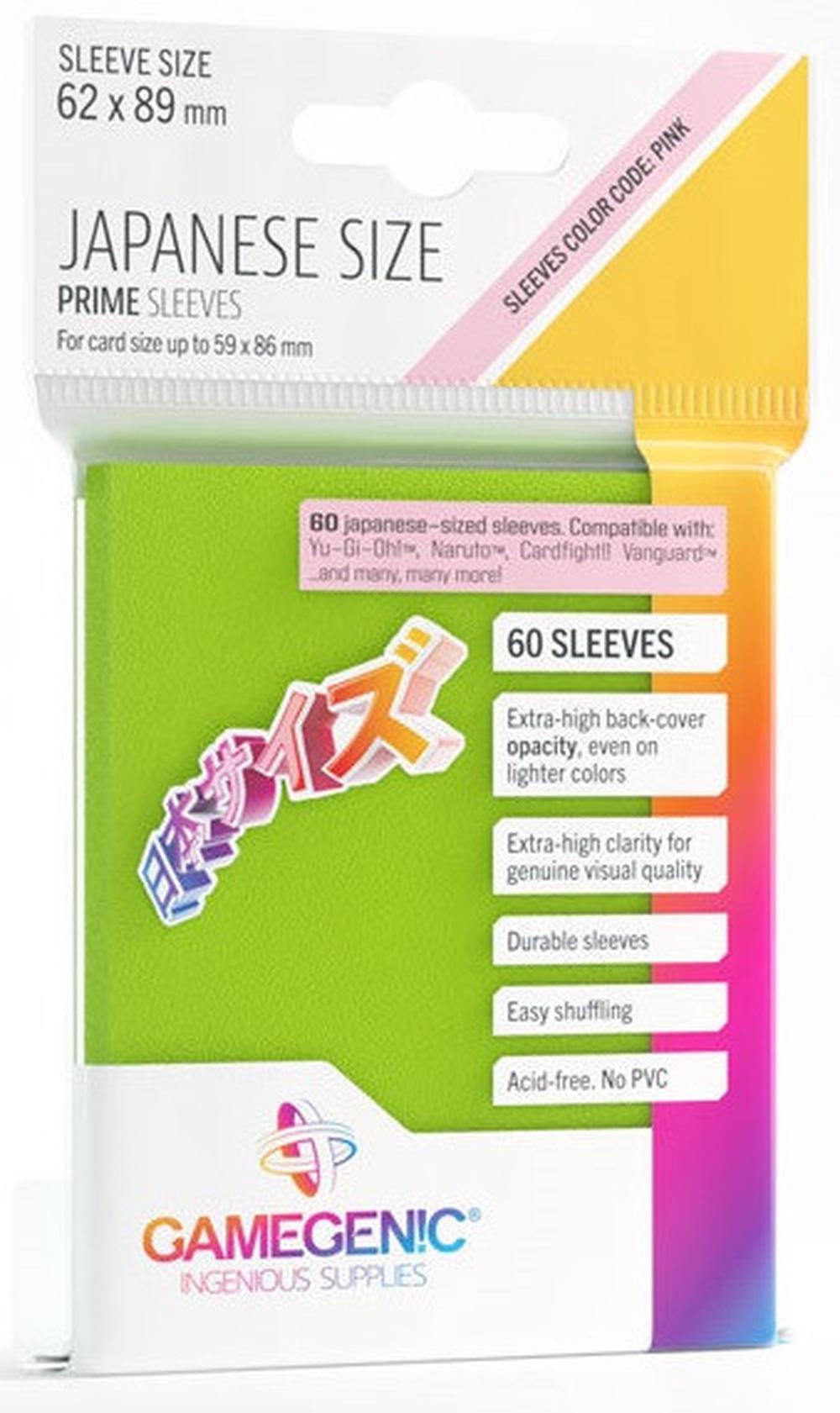 Gamegenic Prime Japanese Sized Sleeves - Size Code PINK, 60 Sleeves (Lime) - 62 x 89mm, 4251715411629