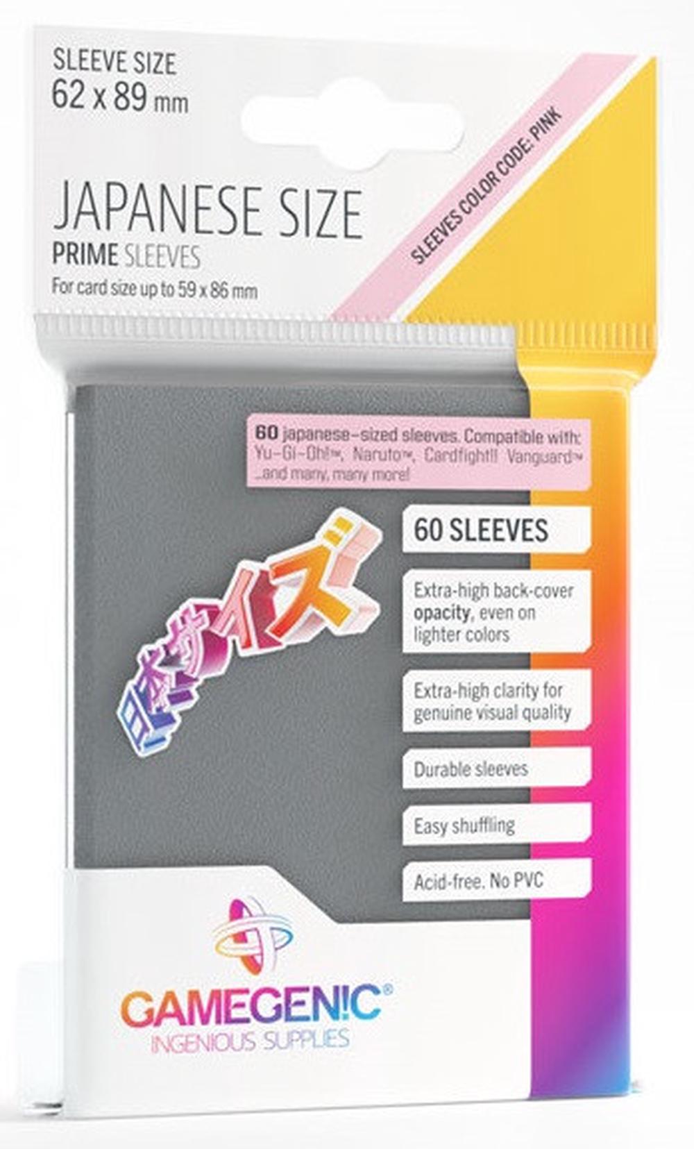 Gamegenic Prime Japanese Sized Sleeves - Size Code PINK, 60 Sleeves (Dark Grey) - 62 x 89mm, 4251715411643