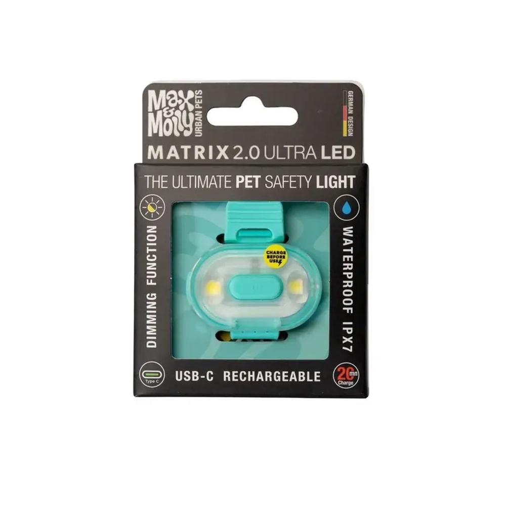 Max & Molly Matrix 2.0 Ultra Led Pet Safety Light (Turquoise), 4255636832983