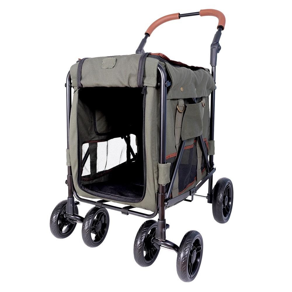 Ibiyaya Dual Entry Easy-Folding Pet Wagon (Army Green), 4715243344335