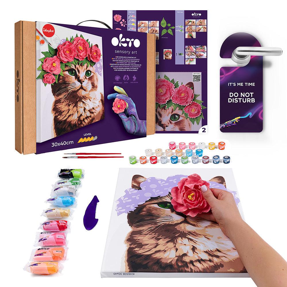 Okto 3D Modeling+Painting Kit (A Cat In A Flower Crown) - 30x40cm, 4820199479540