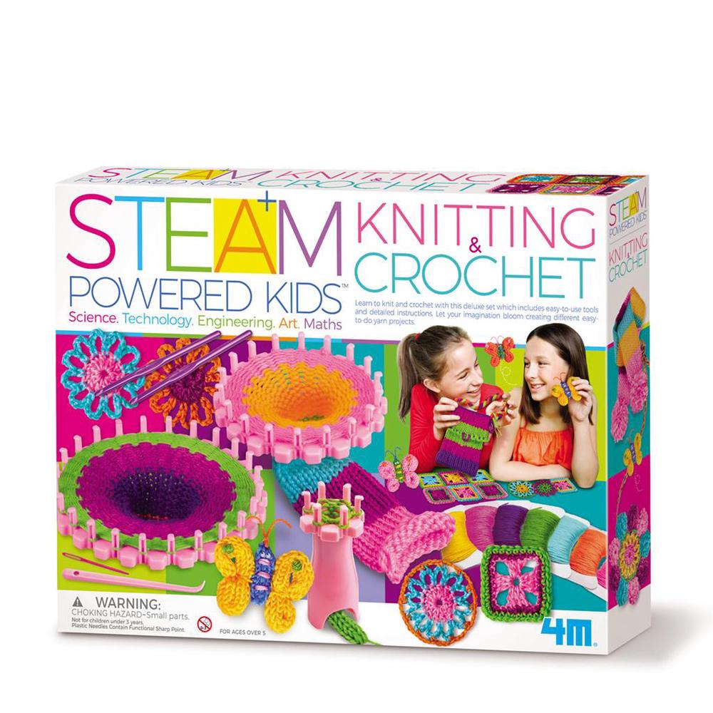 4M STEAM Powered Kids Knitting & Crochet, 4893156055392