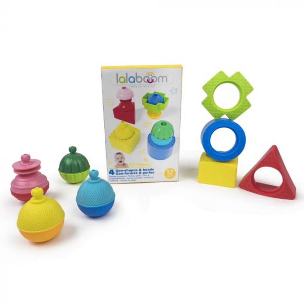Lalaboom 4 Geo Shapes And Beads, 12 Piece
