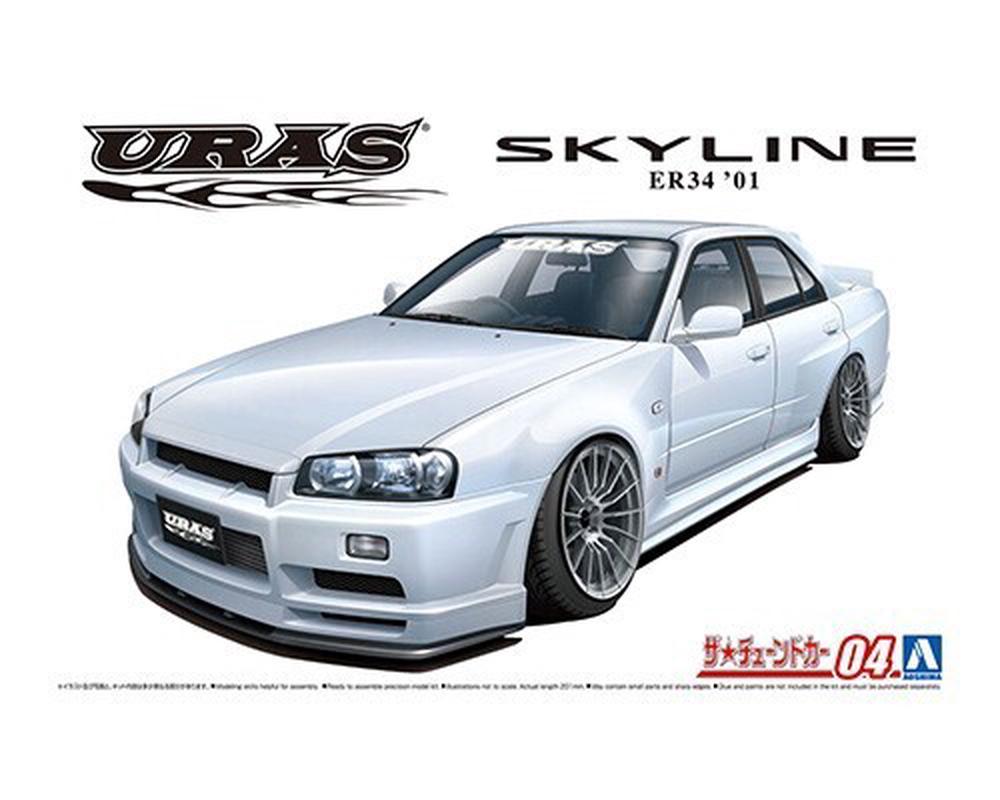 Aoshima Nissan Uras ER34 Skyline Type-R '01 1:24 Scale Model Kit, 4905083055342
