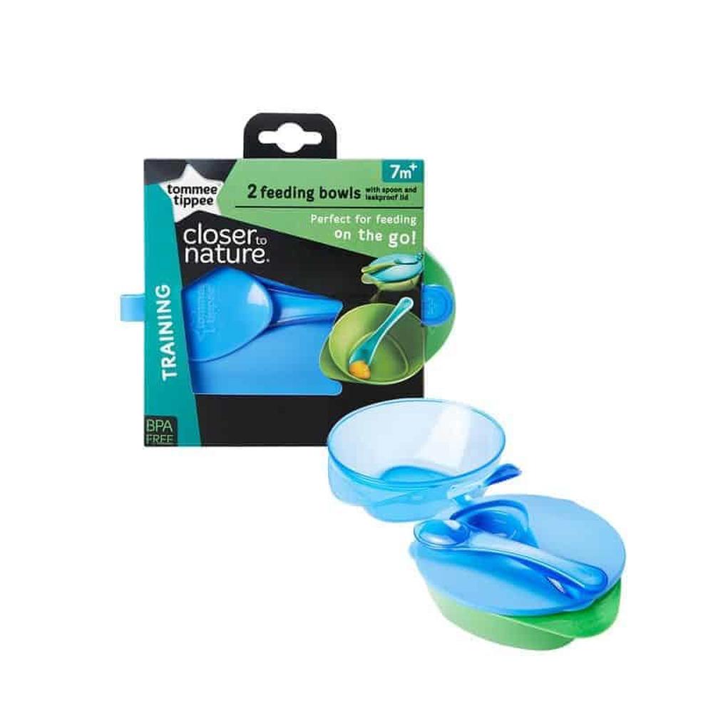 Tommee Tippee Closer To Nature Explora Feeding Bowls With Lid & Spoon, 2 Pack | Buy online at The Nile