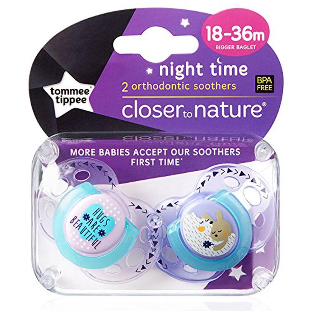 Tommee Tippee Closer To Nature Night Time Soothers, 2 Pack 1836