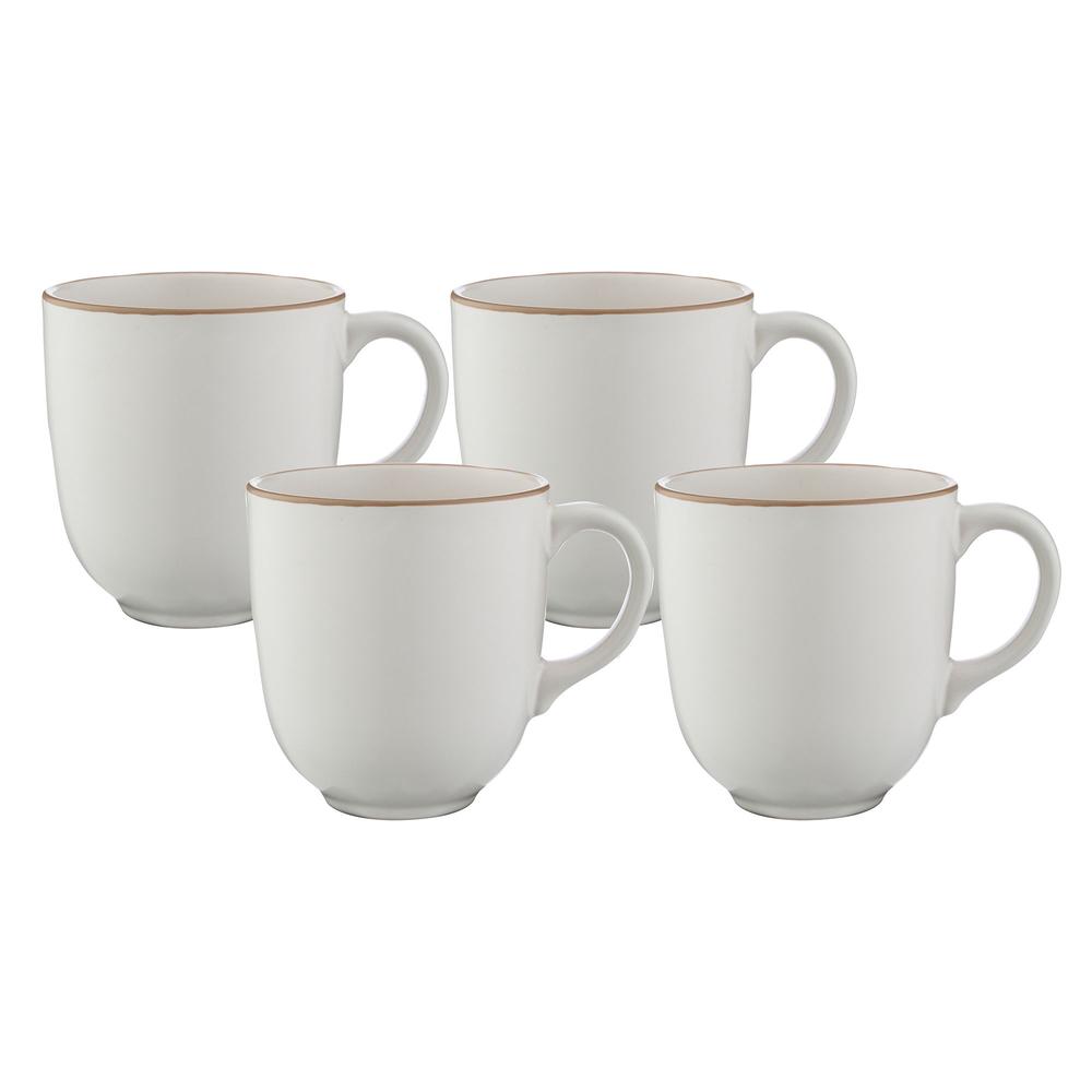 Classic Collection Stoneware Mugs,, Set of 4 (Cream), 5010853262987