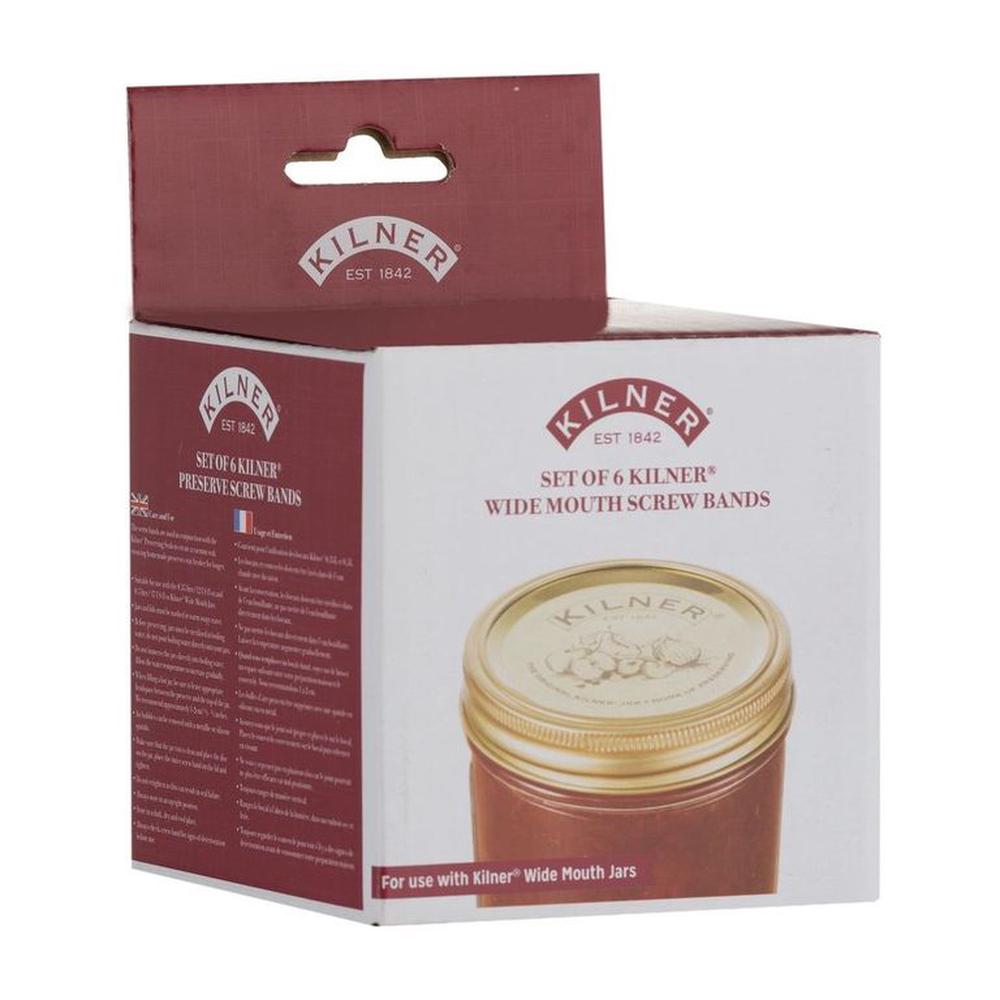 Kilner Wide Mouth Preserve Screw Bands, Pack of 6, 5010853276076