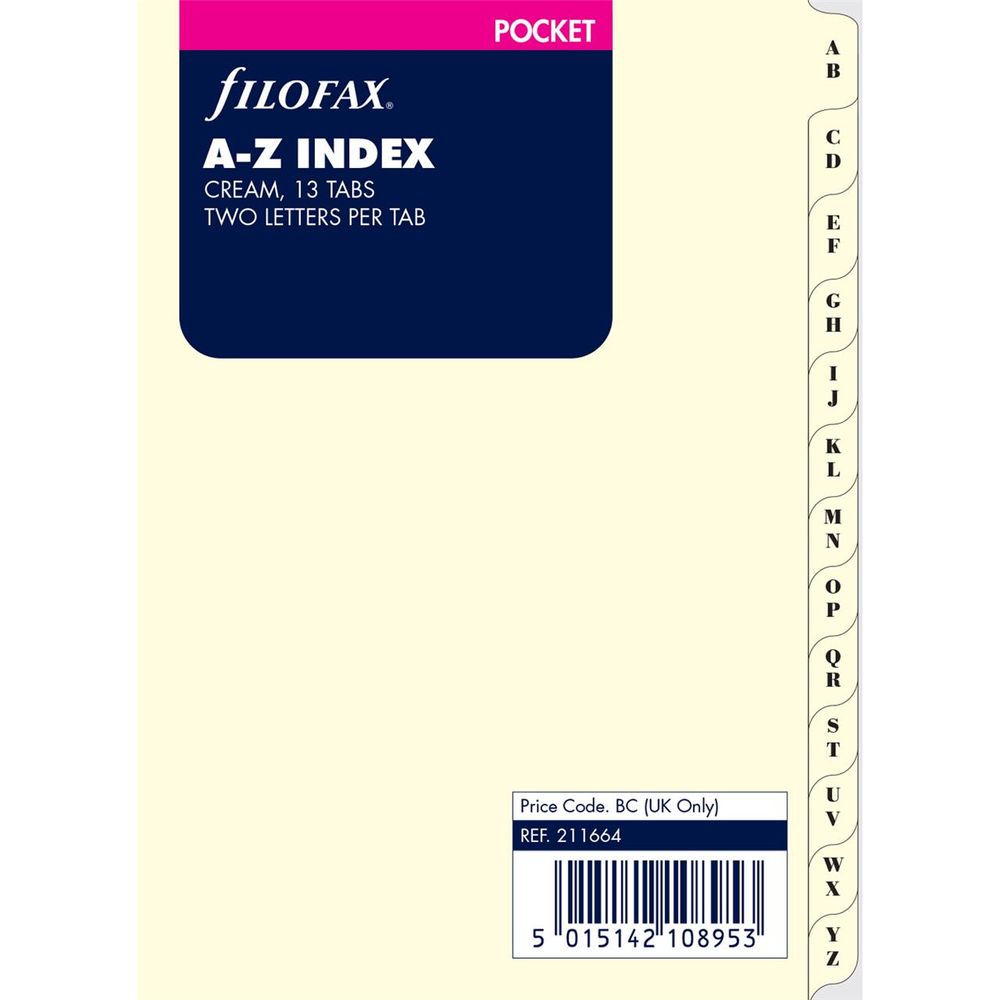 Publisher A-Z Pocket Index 2 Letters/Tab (Cream) by Publisher - ISBN: 5015142108953