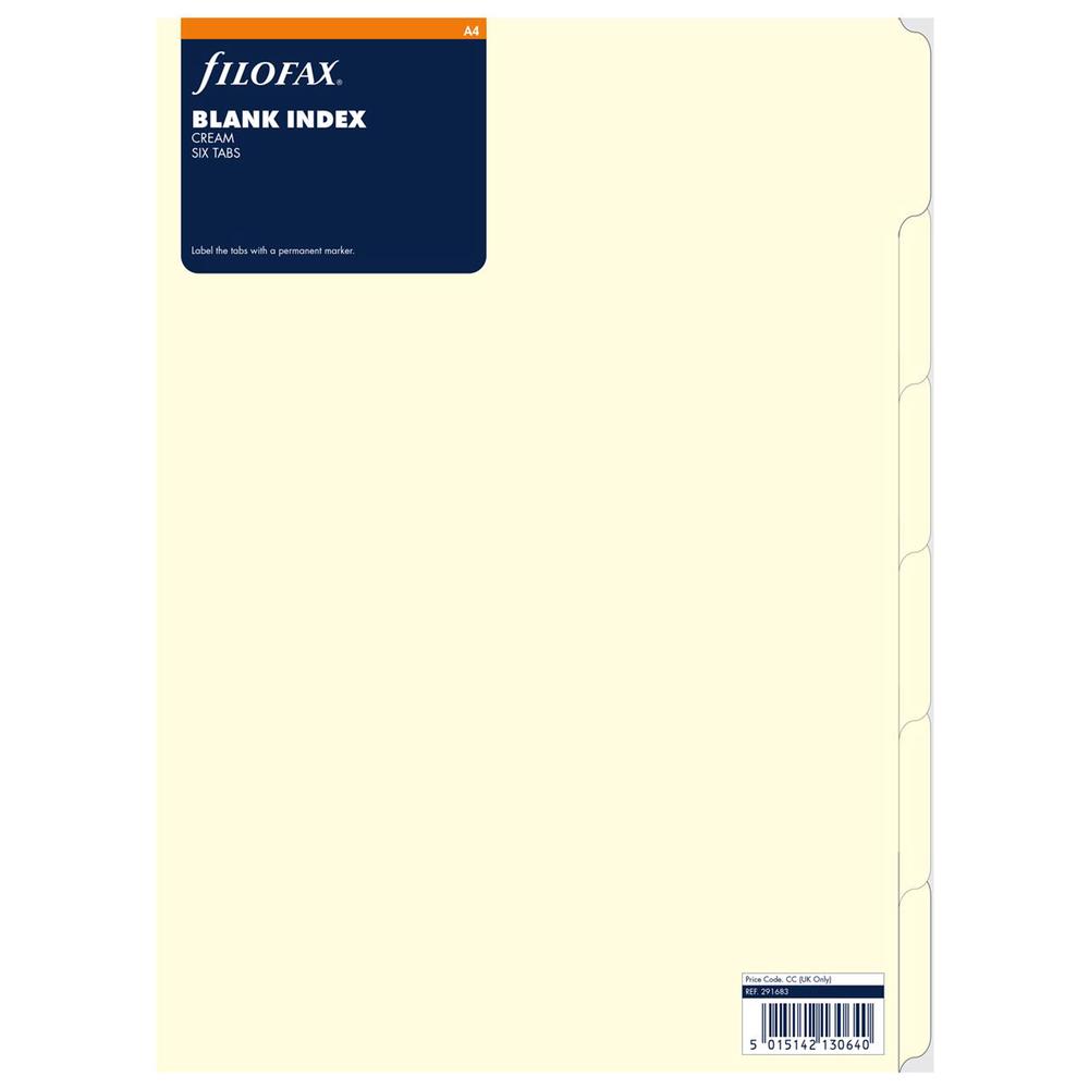 Blank Index Refill, 6 Pack (Cream) - A4, 5015142130640