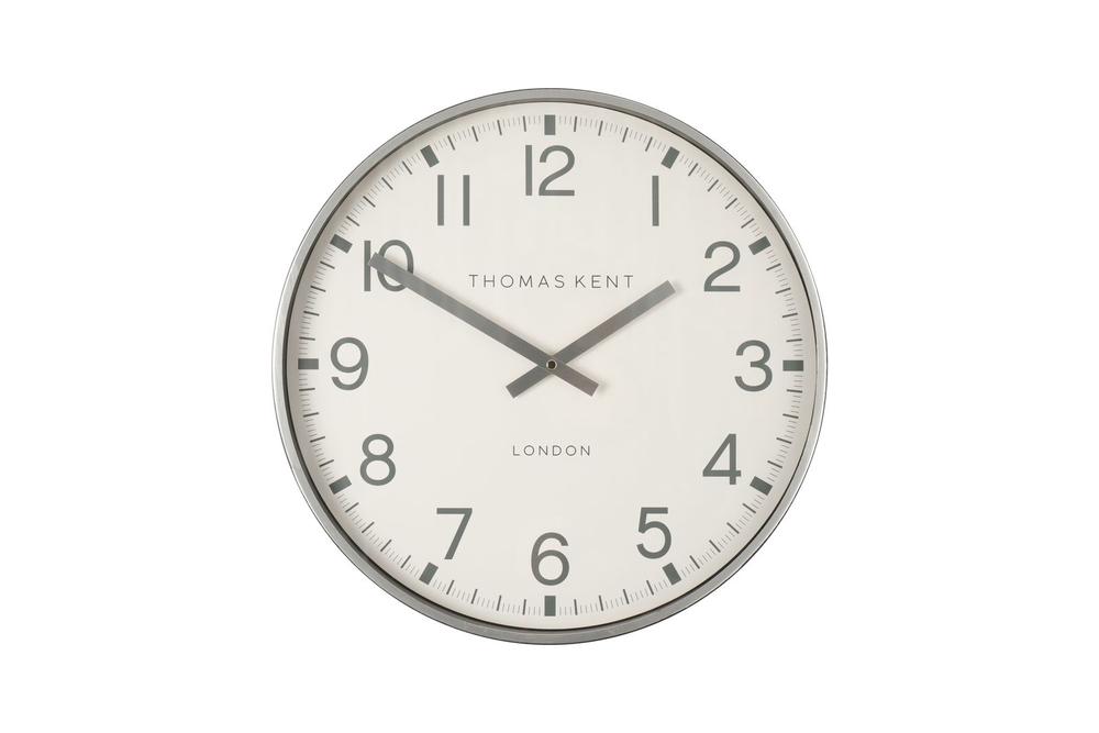 Clocksmith Wall Clock Arabic Numerals Metal Case/glass Face (Silver) - 30cm, 5015807030926