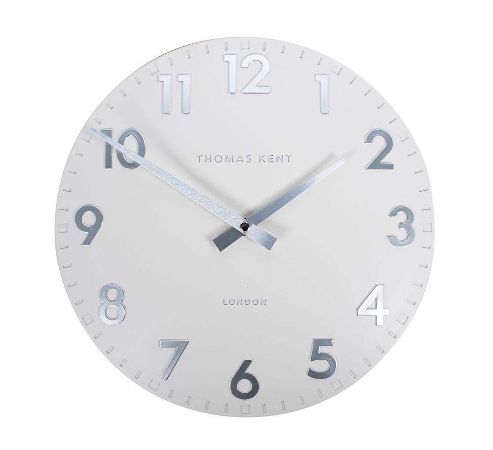 Camden Wall Clock Contemporary Raised Numbers Open Face (Snowberry White), 5015807396442
