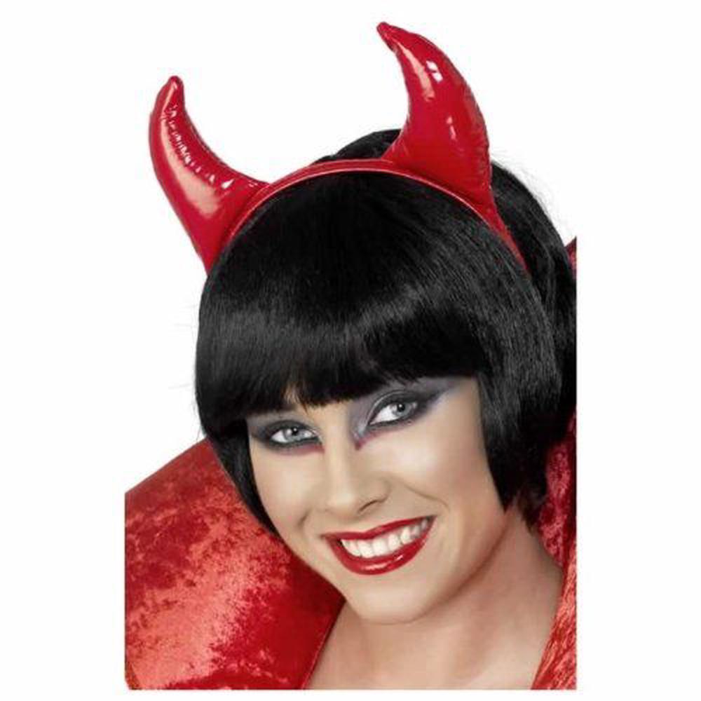 Smiffy's Women's Polyvinyl Chloride Devil Horns Headband On Display Card, Red, One Size, 5020570214251
