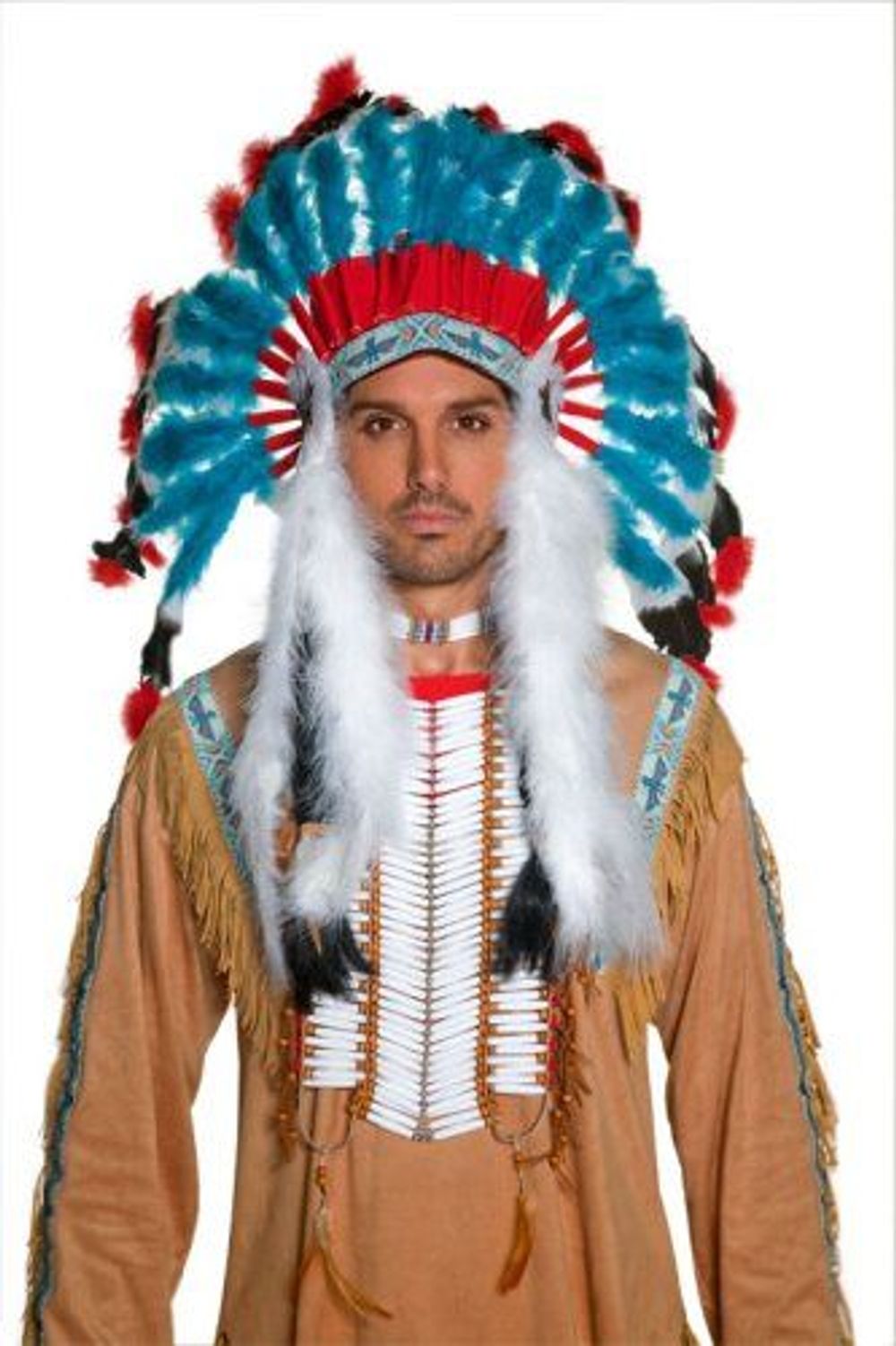 Smiffy's Unisex-Adult Indian Headdress, White/Red/Blue, One Size by Smiffy's - ISBN: 5020570361504