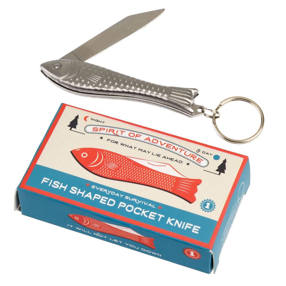 Spirit of Adventure Fish Shaped Pocket Knife Keyring - 8cm, 5027455423852