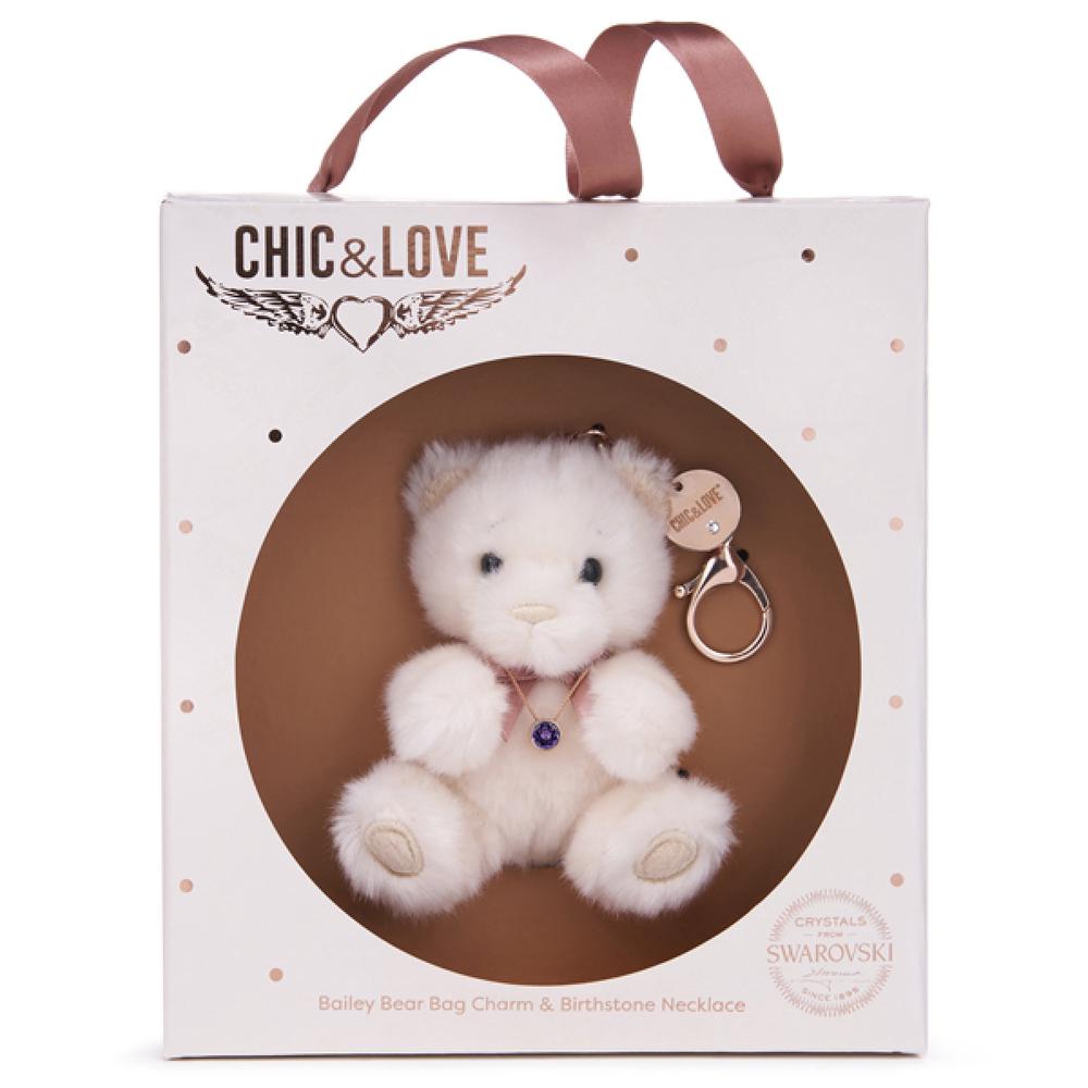 Chic & Love Bailey Bear: Bag Charm & Necklace - February, 5050624375522