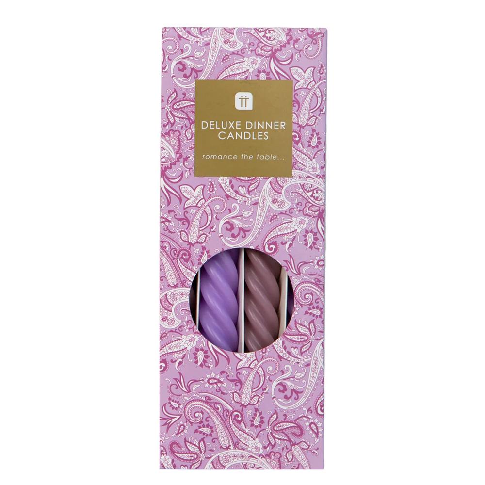 Talking Tables Boho Purple Spiral Candles, 4 Pack, 5052715136326