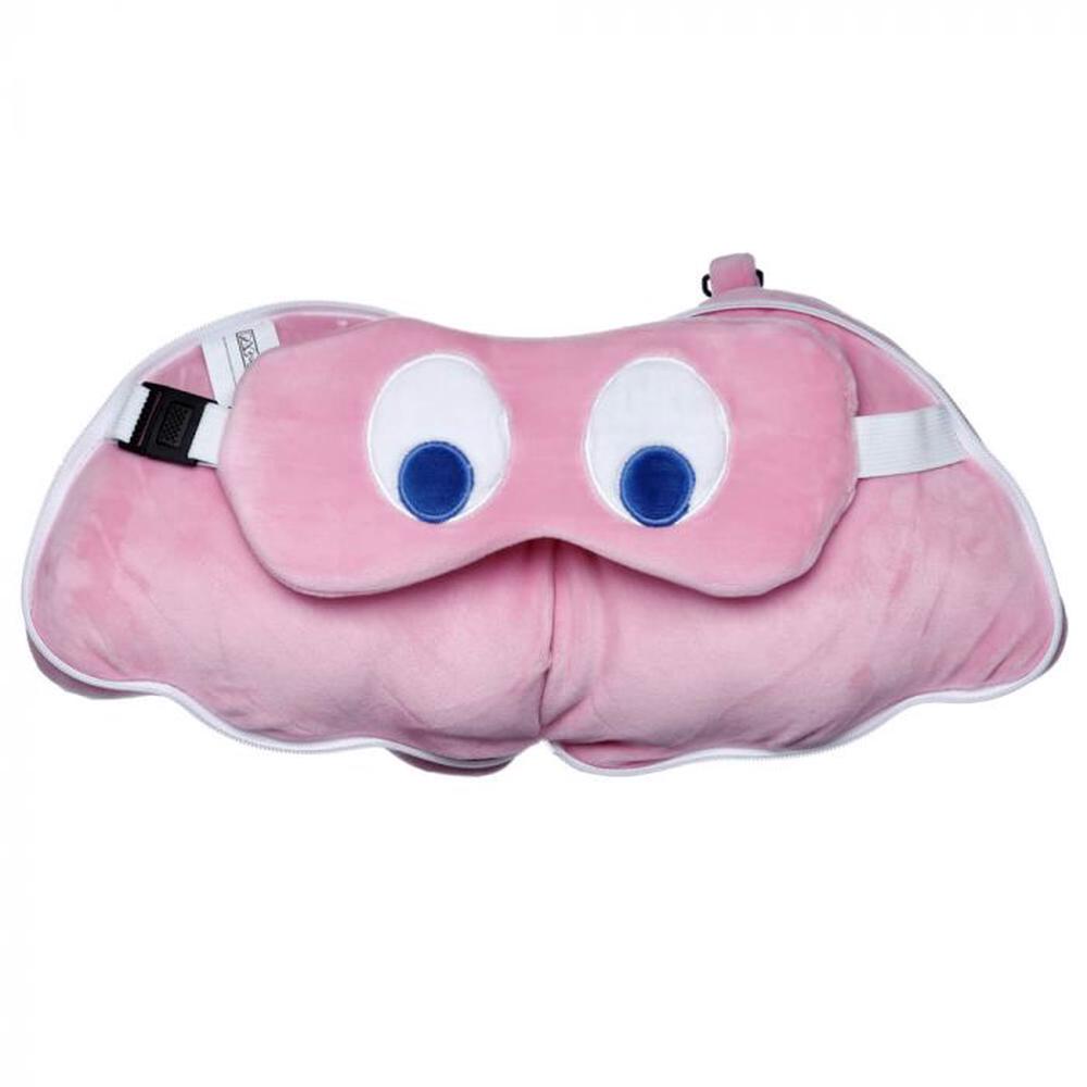 Relaxeazzz Pac-Man Ghost Travel Pillow & Eye Mask Set (Pink) - 17cm, 5055071773907