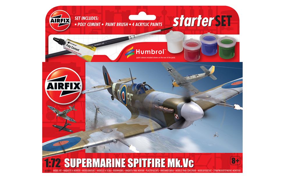 Supermarine Spitfire Mk.Vc Starter Set Model Kit, 1:72 Scale, 5055286680762