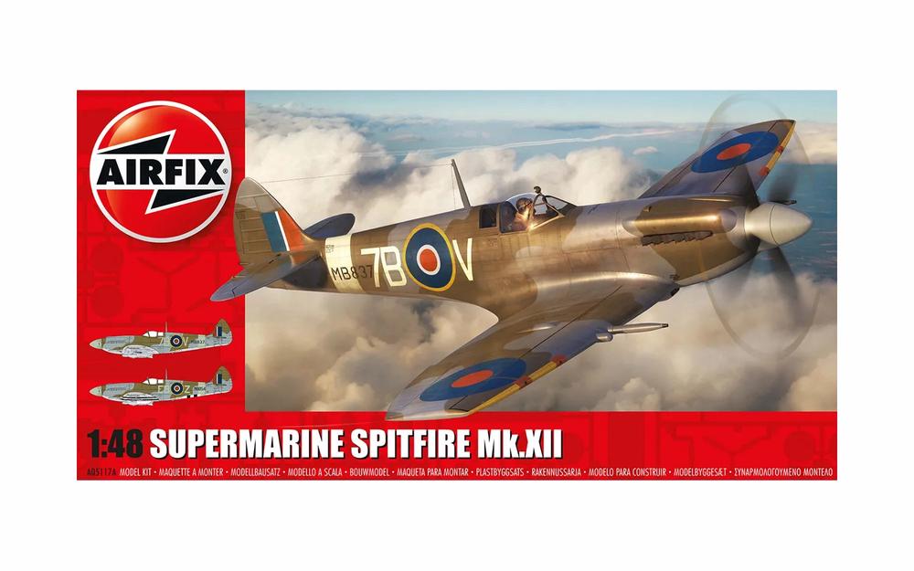 Airfix Supermarine Spitfire MK.XII Model Kit, 1:48 Scale, 5055286686368