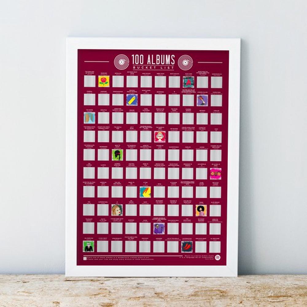 Gift Republic Bucket List Scratch Poster - 100 Albums, 5056004317632