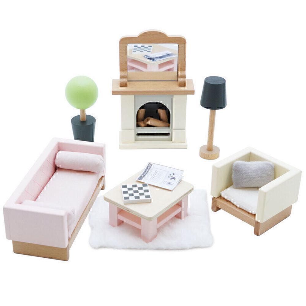 Wooden Dolls House Sitting Room, 19 Pieces, 5060023410588
