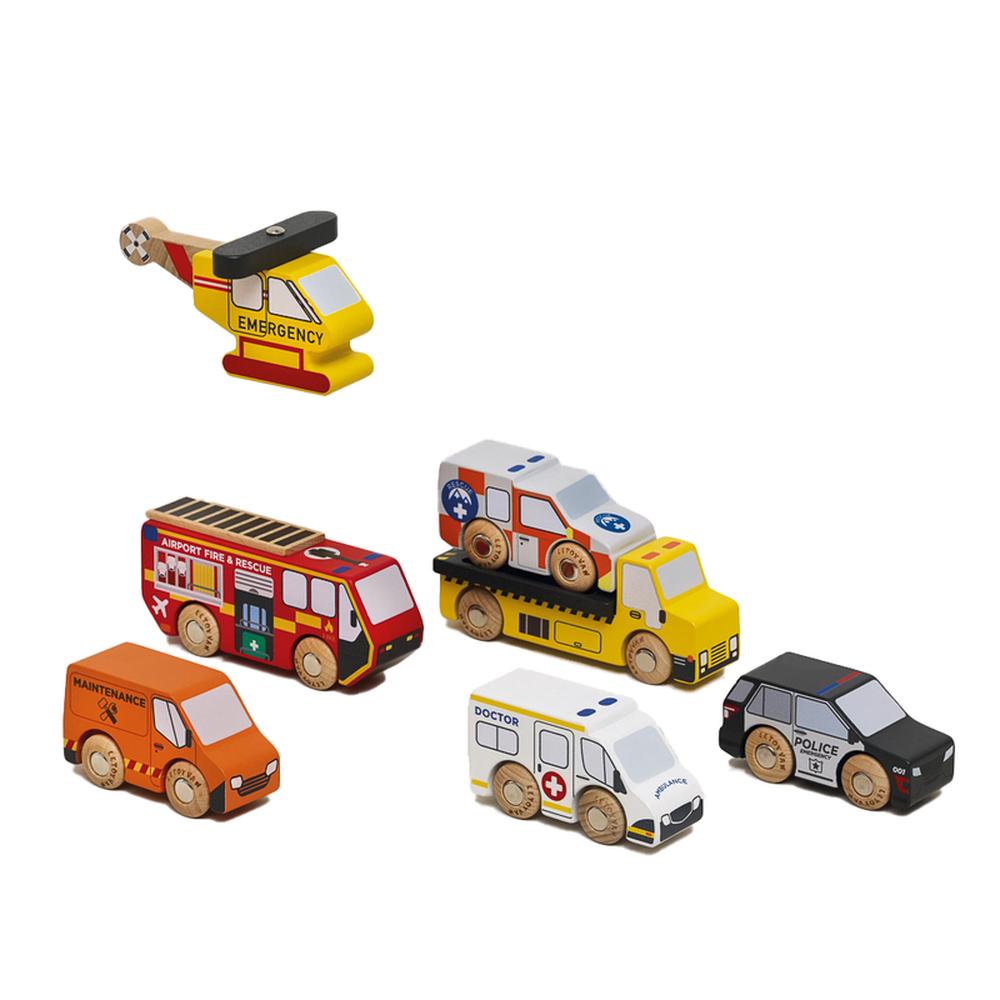 Le Toy Van Emergency Helicopter & Rescue Cars, 7pc, 5060692634469