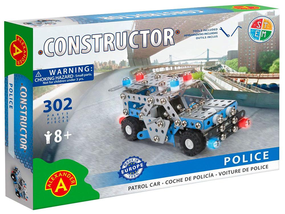 Alexander Toys Constructor: Police Patrol Car Model Toy, 302 Piece, 5906018016574