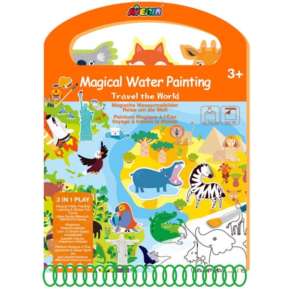 3-in-1 Play Magical Water Painting Book - Travel The World, 6920773317409
