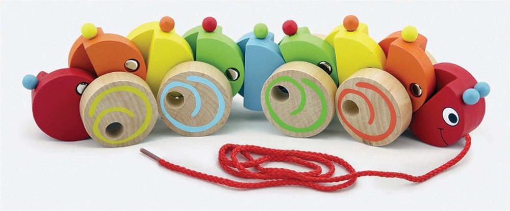 Wooden Pull-Along Caterpillar, 6934510599508