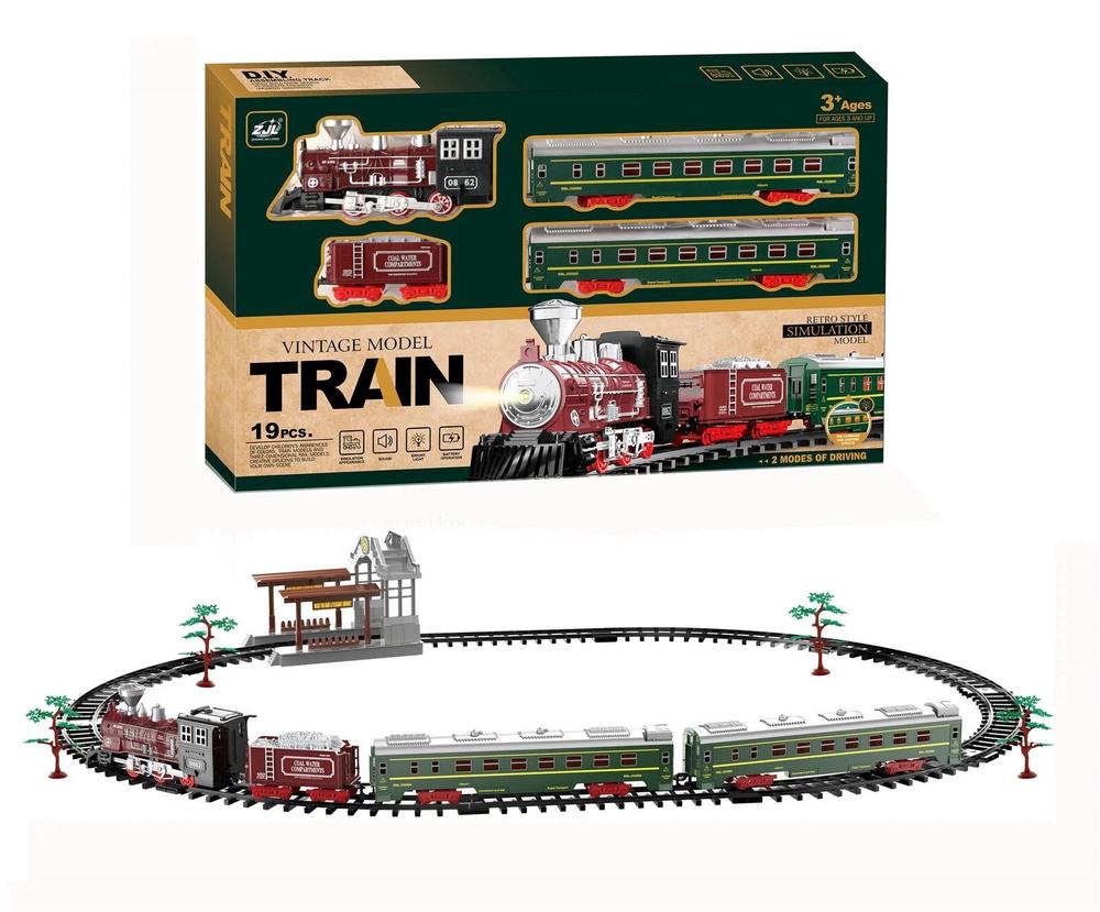 Battery Operated Vintage Model Train Set, 19pc, 6942381200133