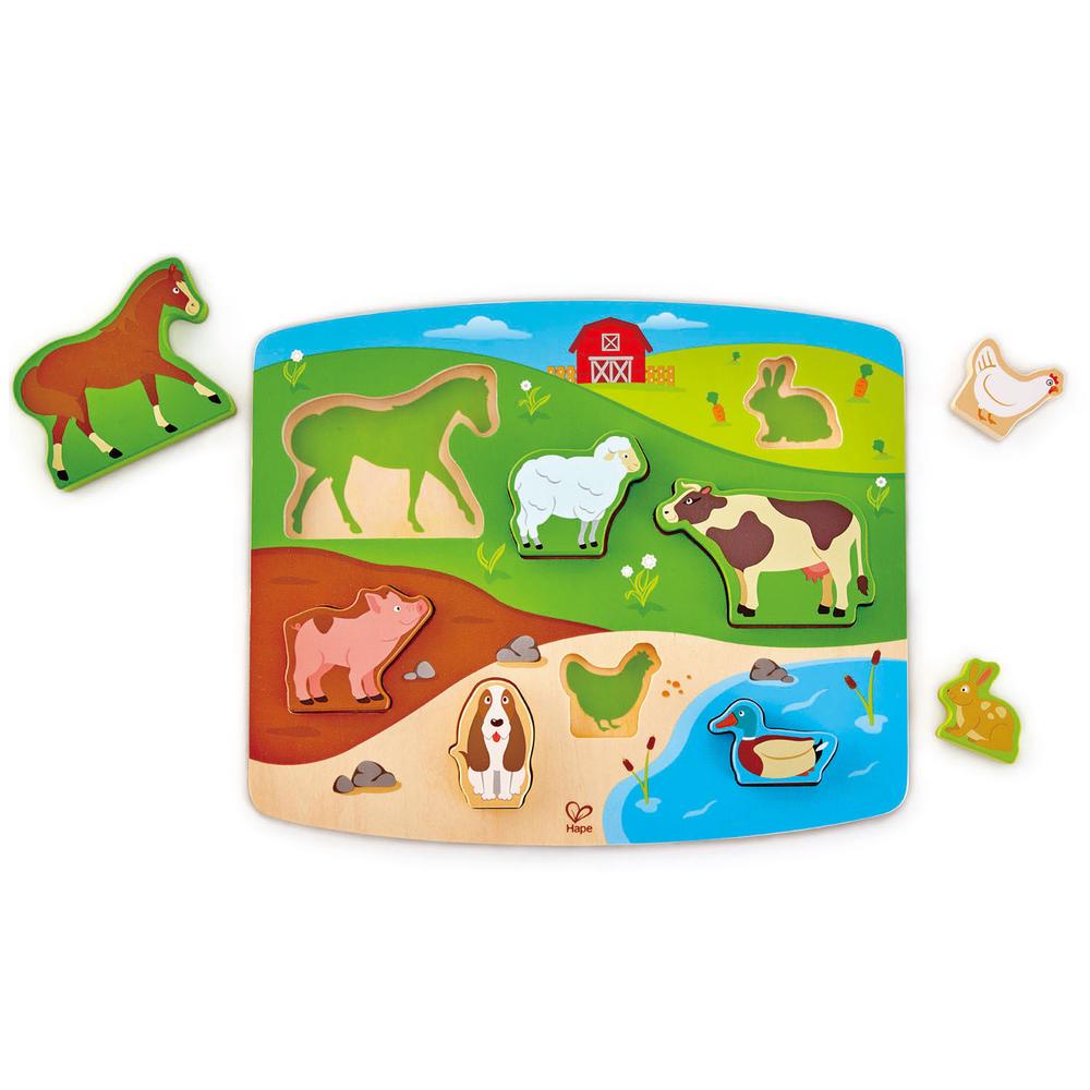 Hape Farm Animal Jigsaw Puzzle And Play, 8 Piece | Buy online at The Nile