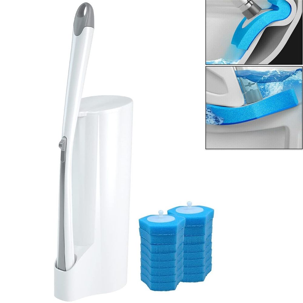 JEHONN Disposable Toilet Brush And Holder Set With 48 Cleaner Refills, Wall Mounted Bathroom Bowl Cleaning Wand System For Bathtub Sink Wash Basin